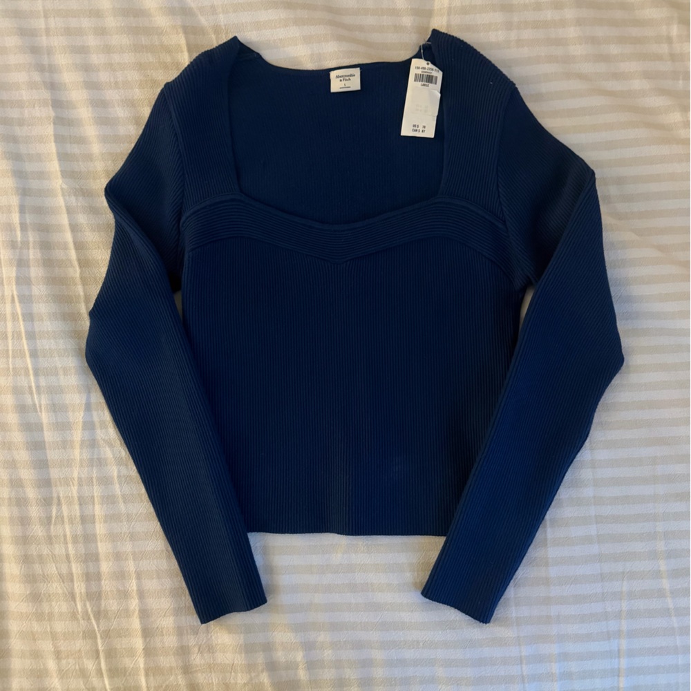 Navy Long Sleeve Knit Top